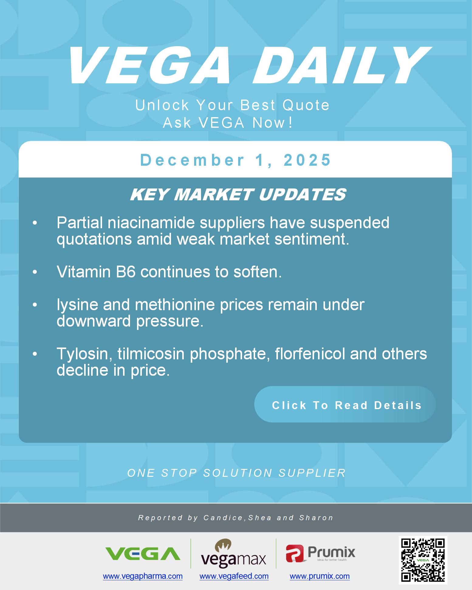 VEGA Daily Dated on December 1st 2025 Vitamin Amino Acid APl Food Additives.jpg